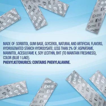 Extra Peppermint Sugar Free Chewing Gum, 15 Pcs., 10 Pk.